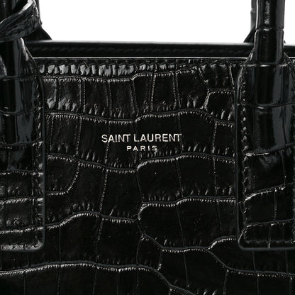 Saint Laurent Calfskin Crocodile Embossed Nano Sac De Jour Black 8 of 12