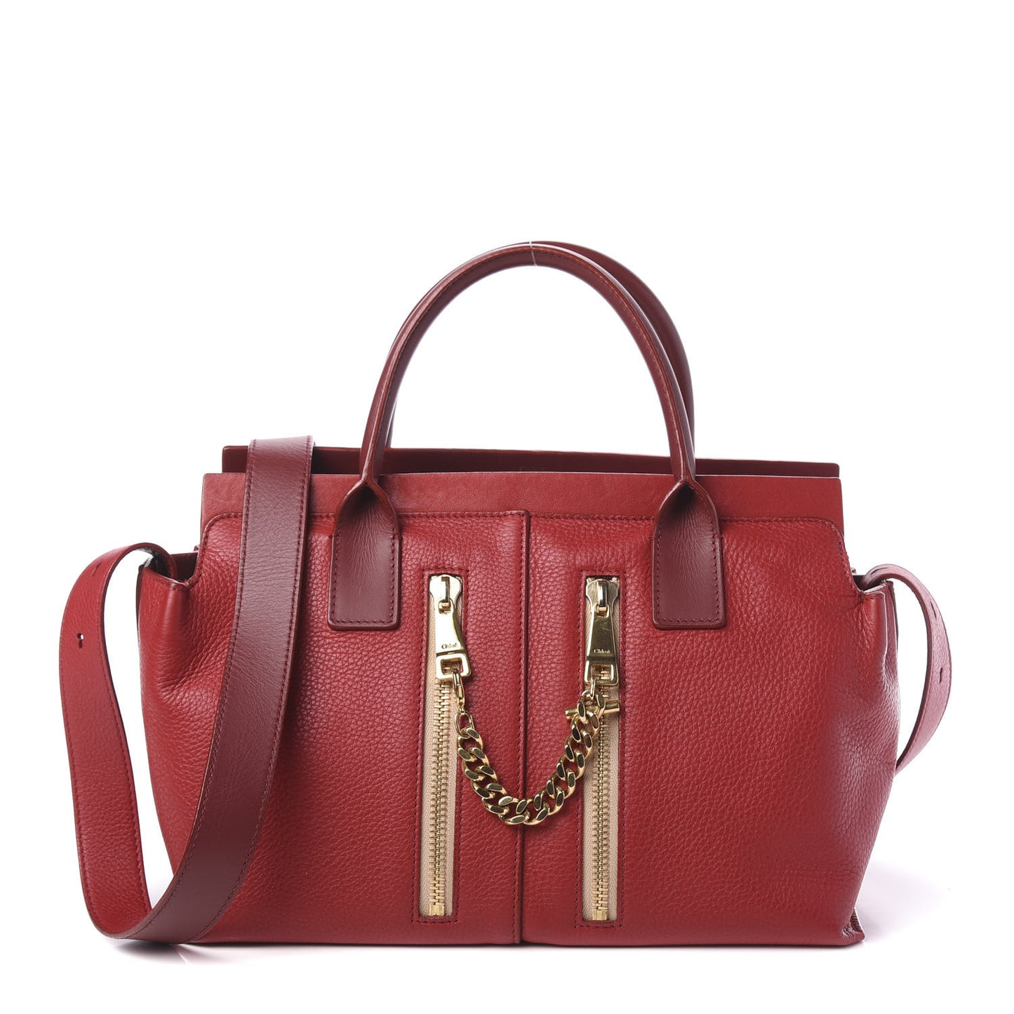 Grained Calfskin Small Cate Satchel Red