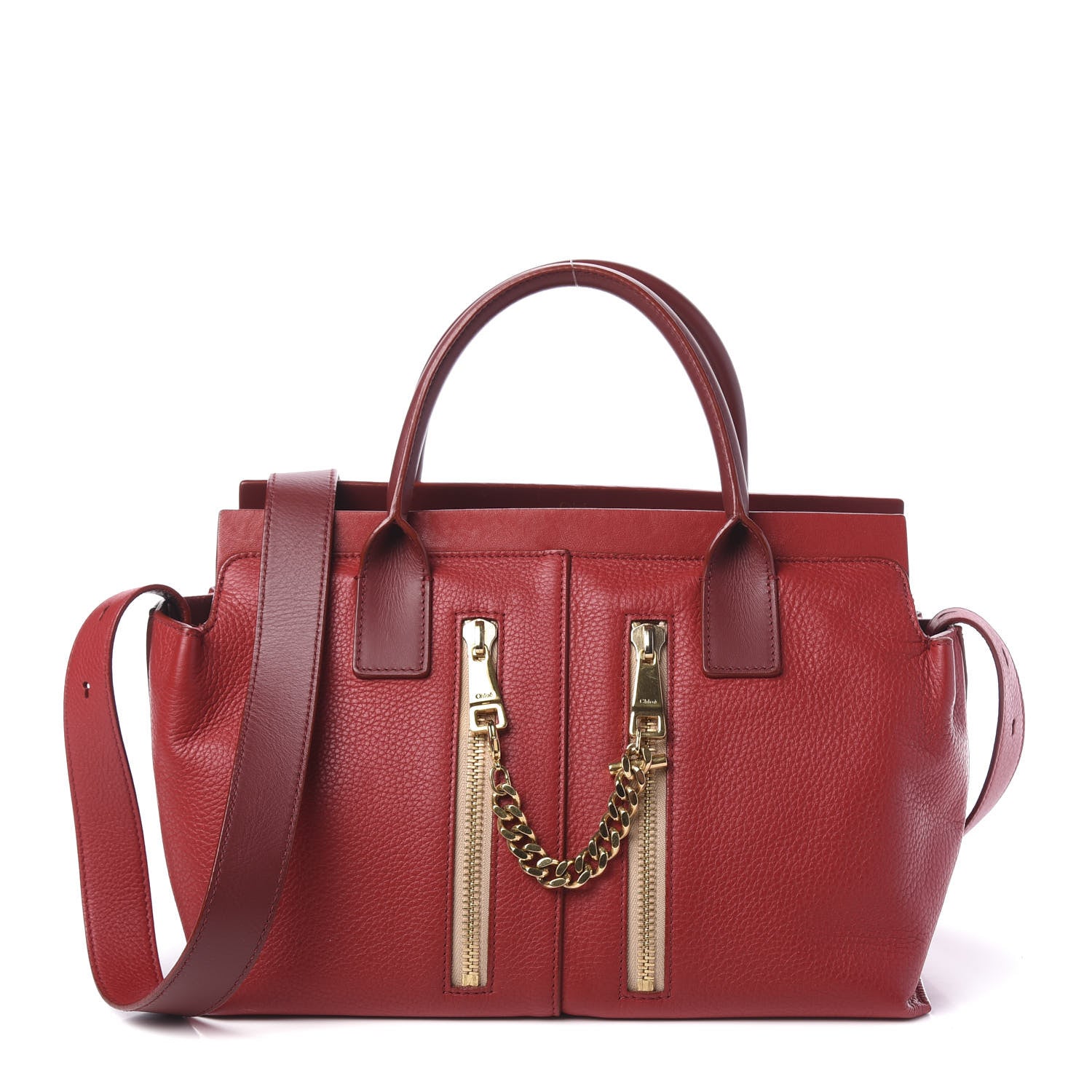 Chloe Grained Calfskin Small Cate Satchel Red 1 of 12