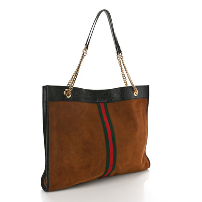 Gucci Suede Patent Large Rajah Chain Tote Nocciola Black 4 of 11