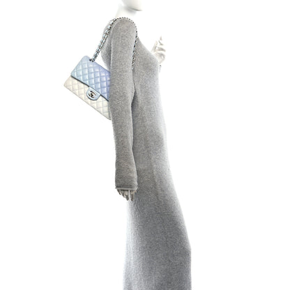 Chanel Perforated Lambskin Quilted Medium Double Flap Light Blue Light Purple White 2 of 10