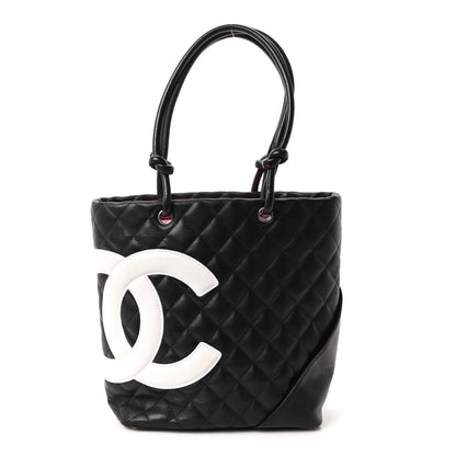 Chanel Calfskin Quilted Medium Cambon Tote Black White 1 of 10