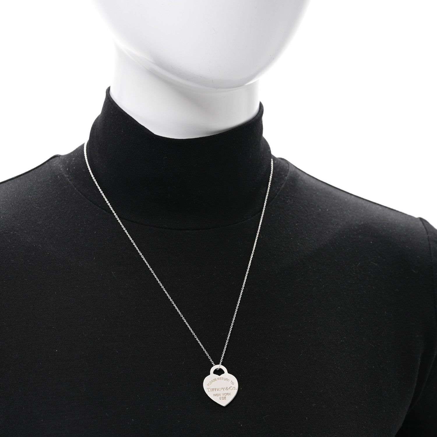 Tiffany Sterling Silver Enamel Medium Return to Tiffany Heart Pendant Necklace Blue 2 of 7