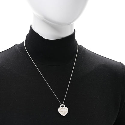 Tiffany Sterling Silver Enamel Medium Return to Tiffany Heart Pendant Necklace Blue 2 of 7