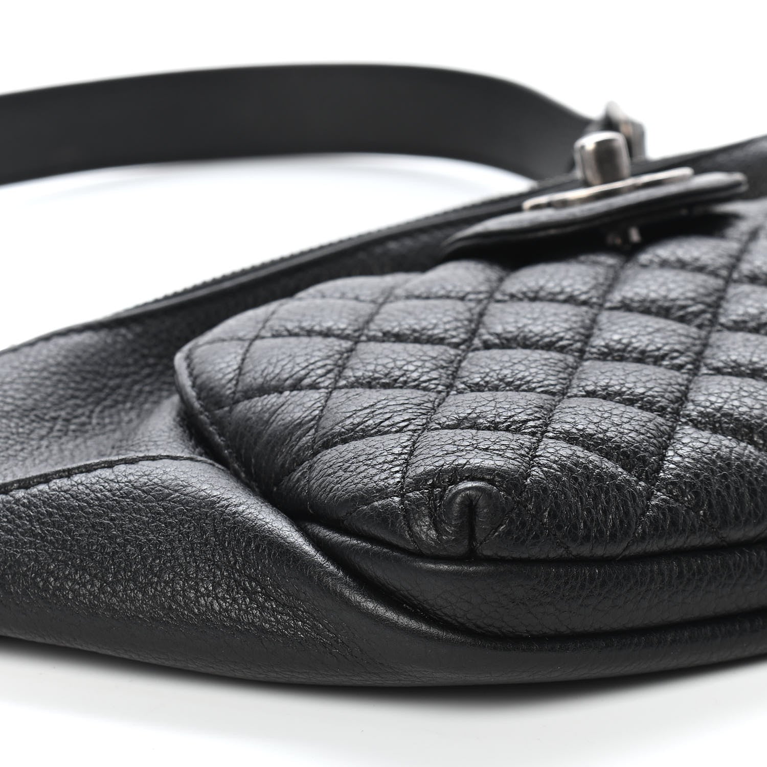 Chanel Grained Calfskin Quilted Casual Rock Waist Bag Fanny Pack Black 7 of 8
