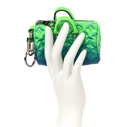 Louis Vuitton Taurillon Illusion Mini Keepall Earphones Pouch Bleu Vert 2 of 6