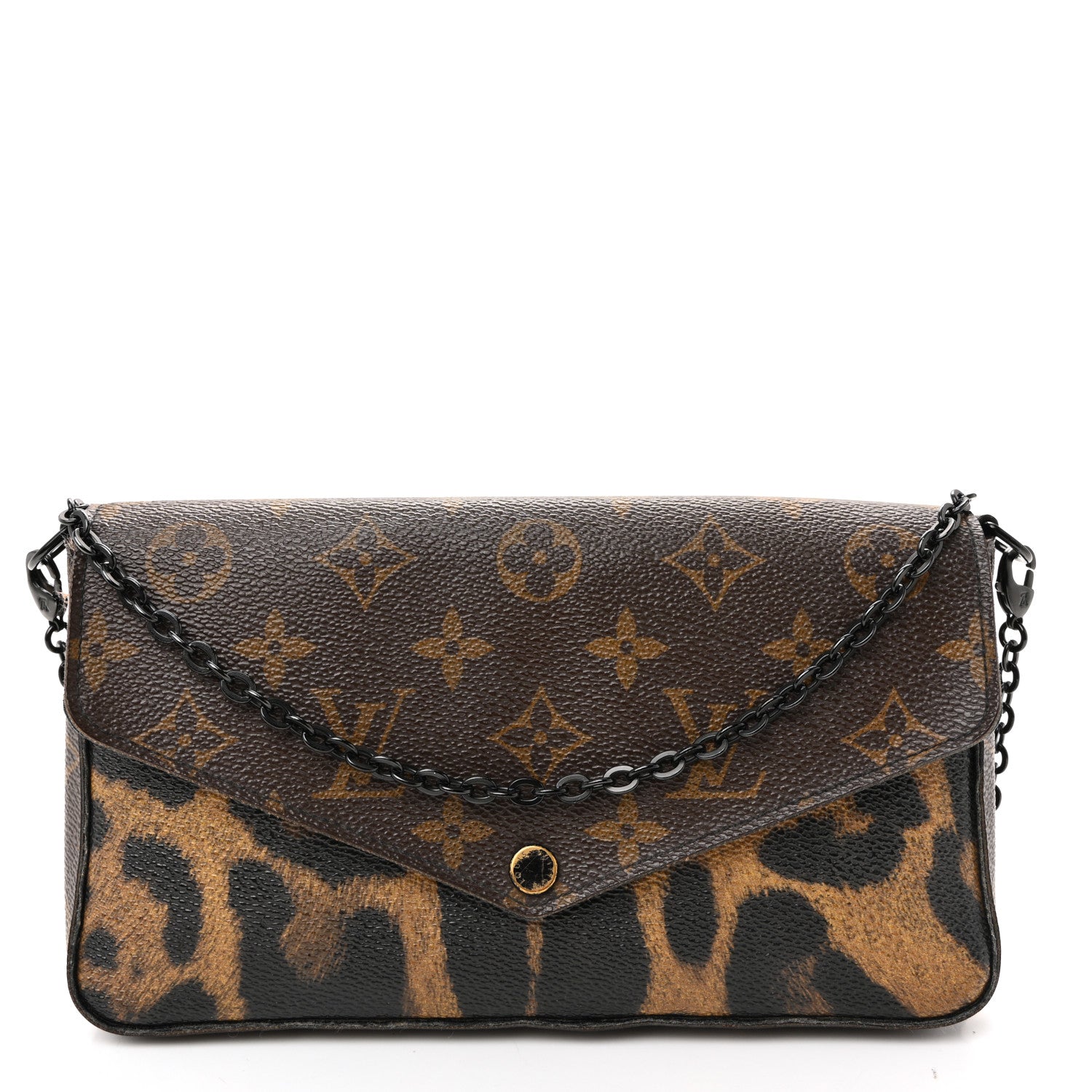 Louis Vuitton Monogram Animal Print Pochette Felicie Chain Wallet 1 of 12