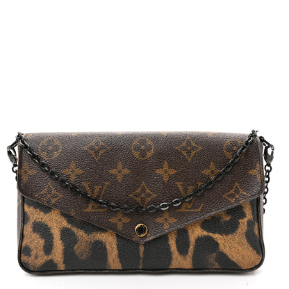 Louis Vuitton Monogram Animal Print Pochette Felicie Chain Wallet 1 of 12