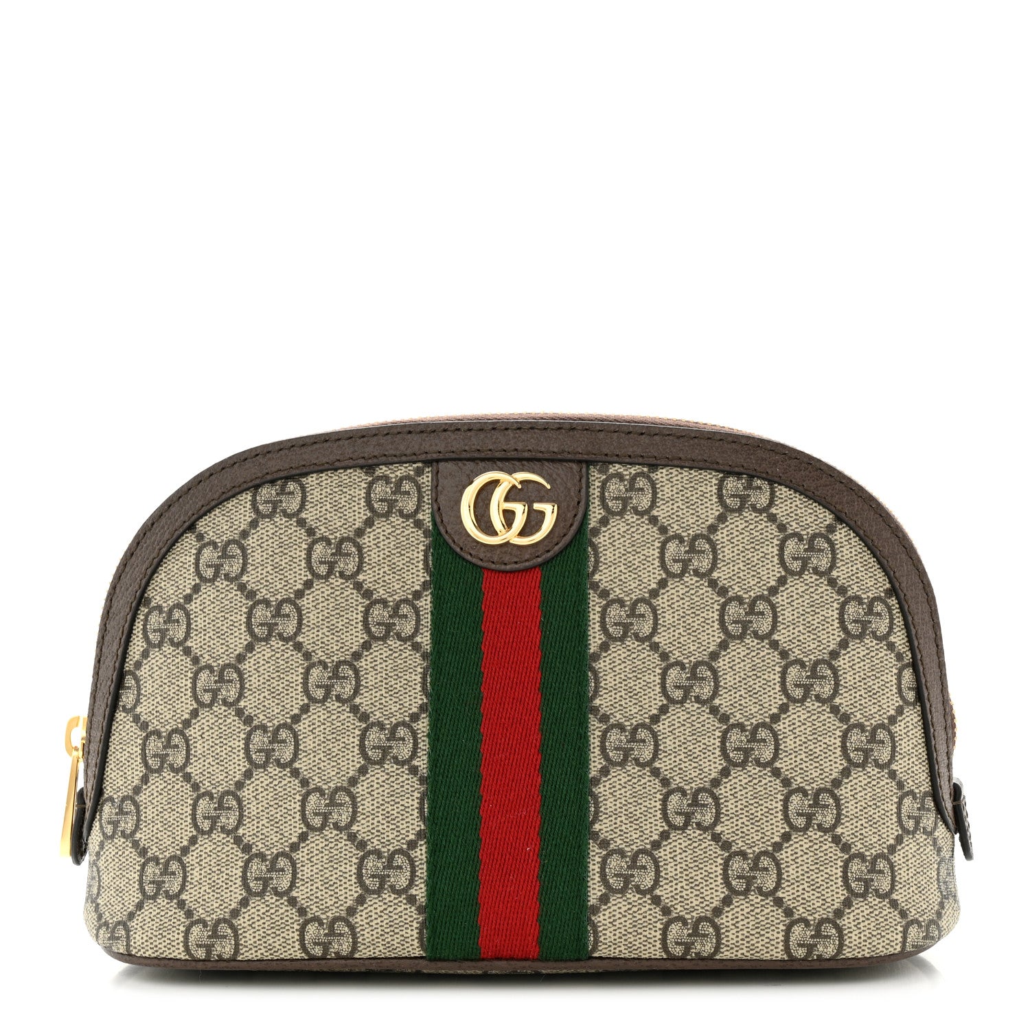 Gucci GG Supreme Monogram Textured Calfskin Web Large Ophidia Cosmetic Case Beige Ebony New Acero 1 of 11