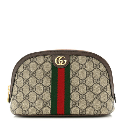 Gucci GG Supreme Monogram Textured Calfskin Web Large Ophidia Cosmetic Case Beige Ebony New Acero 1 of 11