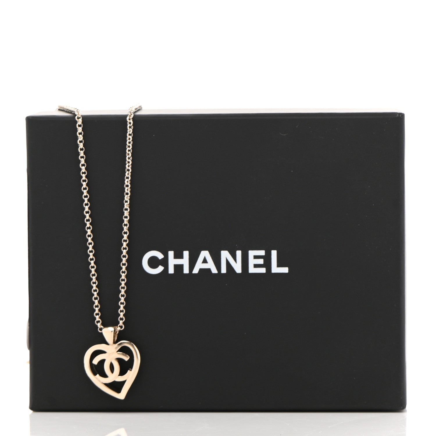 Chanel CC Heart Chain Pendant Necklace Gold 7 of 7