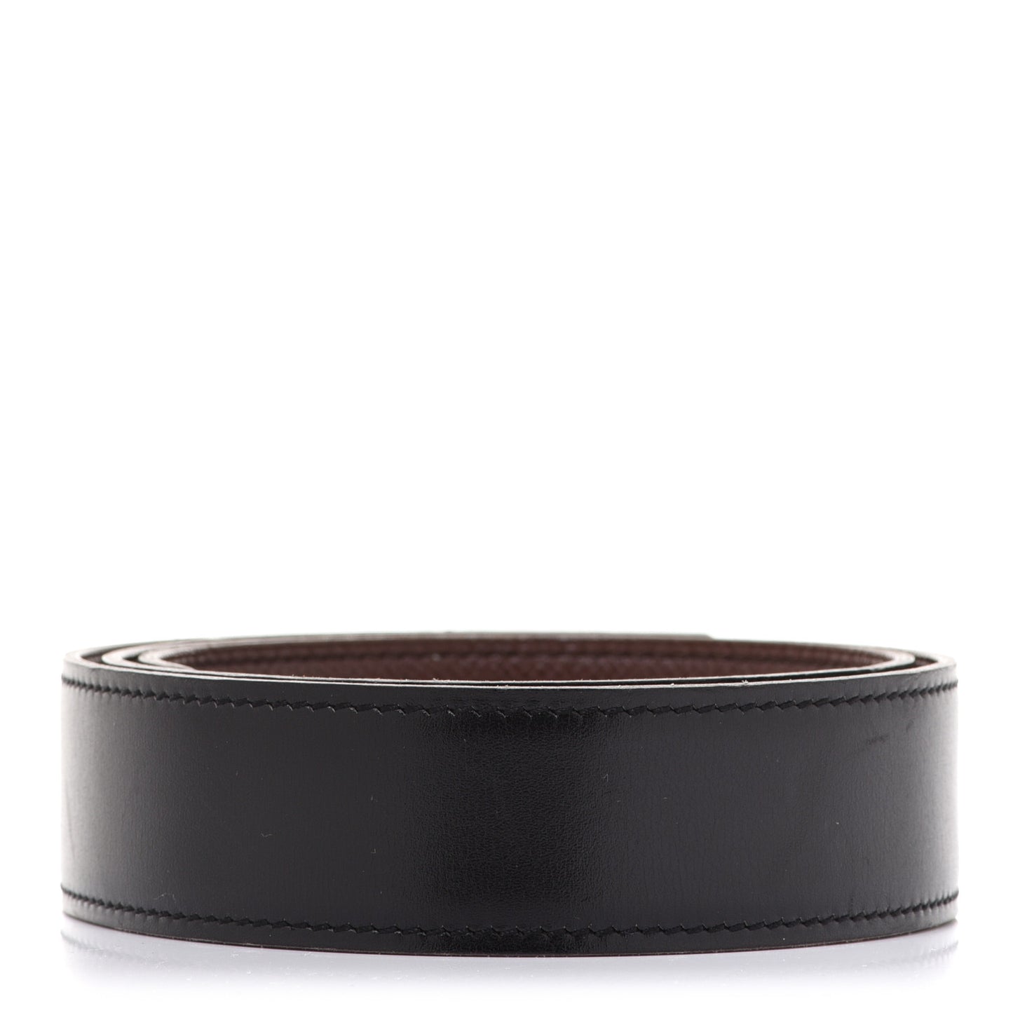 Box Courchevel Reversible Belt Strap 70 Black Chocolate