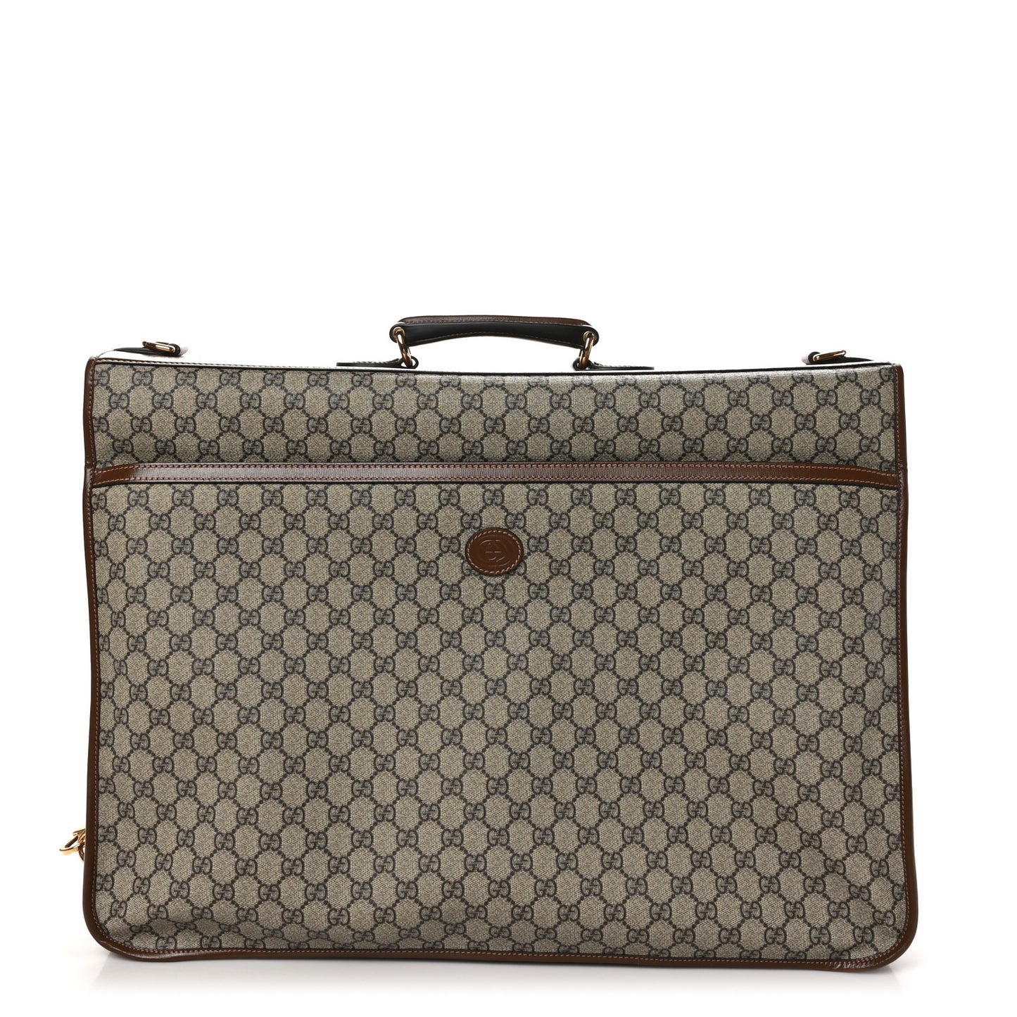 GG Supreme Monogram Azalea Calfskin Retro Interlocking G Garment Bag Beige Ebony Brown Sugar