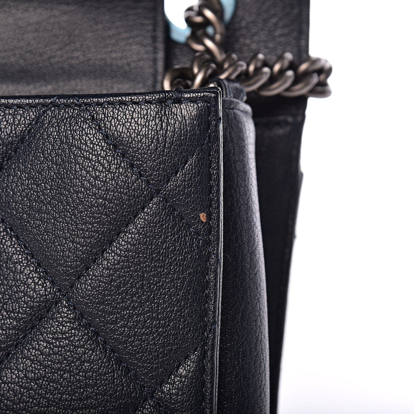 Goatskin Quilted Large Perfect Edge Flap Navy