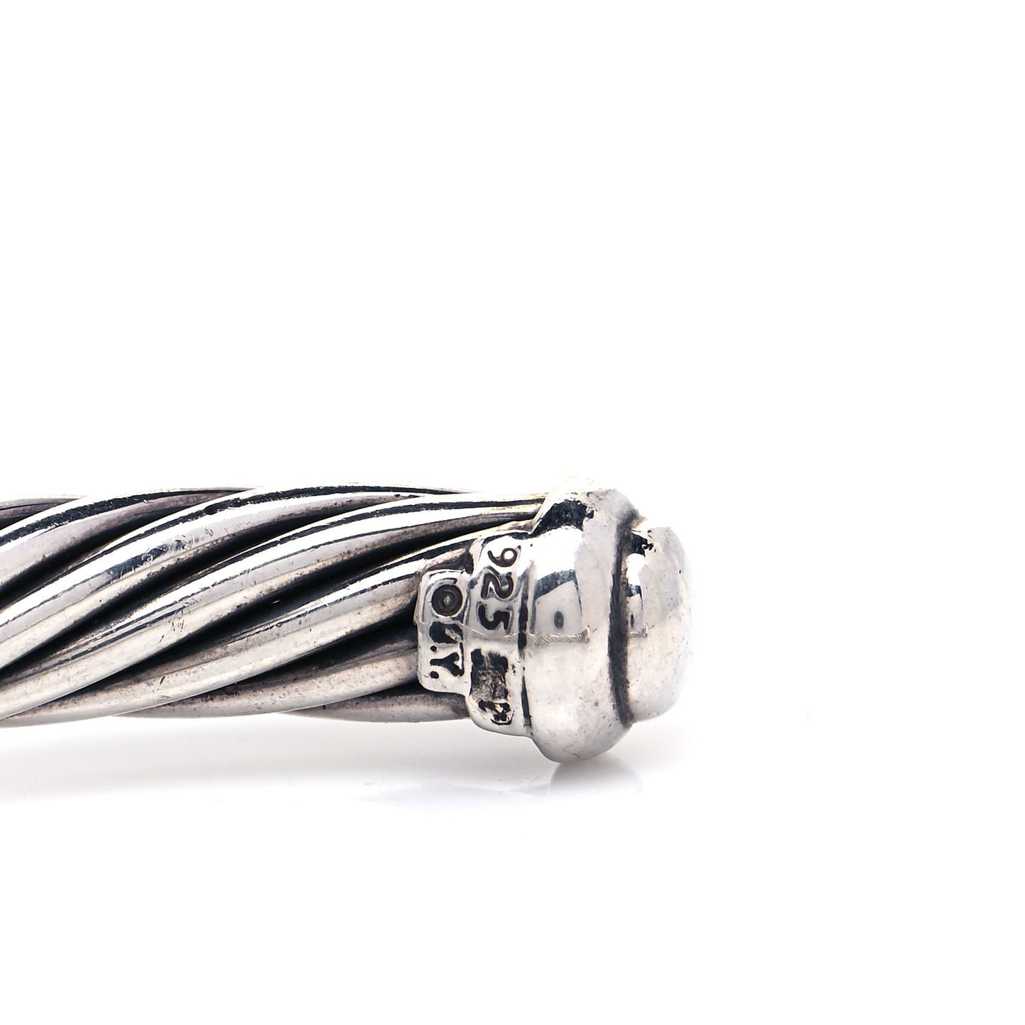 Sterling Silver 18K White Gold Diamond Pave 7mm X Cable Bracelet