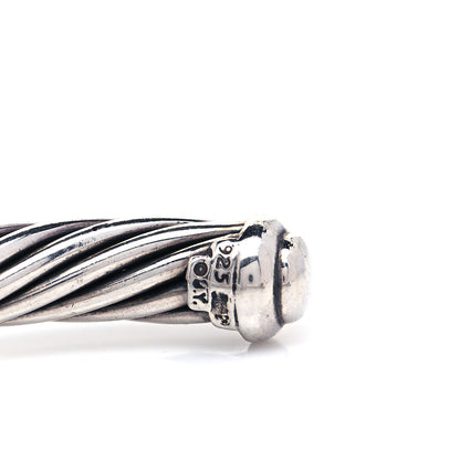David Yurman Sterling Silver 18K White Gold Diamond Pave 7mm X Cable Bracelet 4 of 5