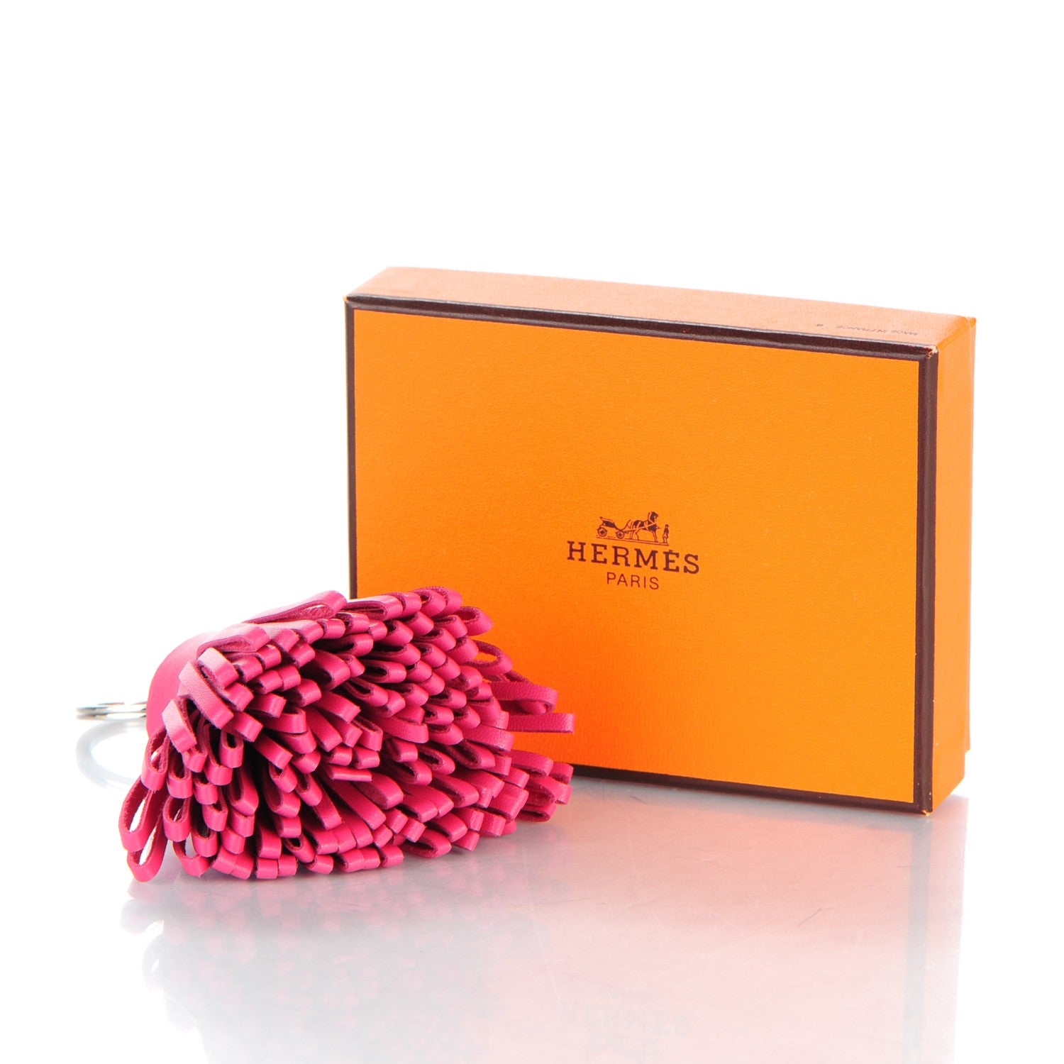 Hermes Lambskin Carmen Tassel Key Holder Rose Shocking 5 of 5
