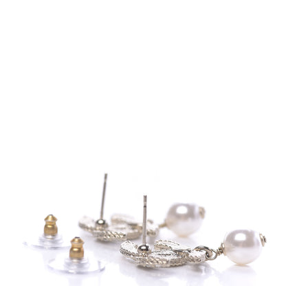 Chanel Crystal Pearl CC Drop Earrings Gold 3 of 5