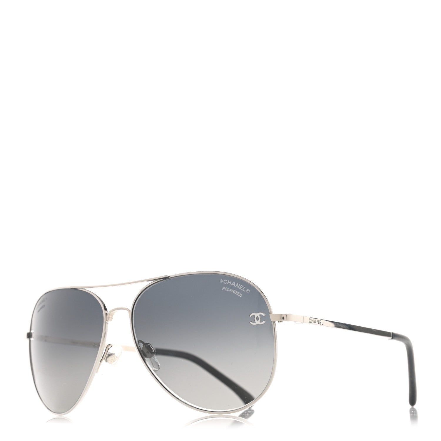 Chanel Metal Polarized Aviator CC Sunglasses 4189-T-Q Silver 1 of 8