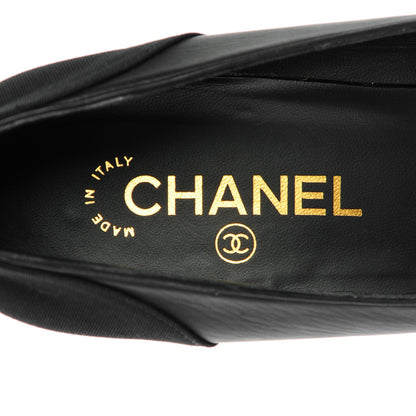Chanel Lambskin Patent Cap Toe Low Heel Chain Pumps 39 Black 6 of 8