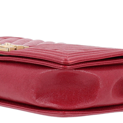 Chanel Caviar Chevron Quilted Medium Boy Flap Red 10 of 10