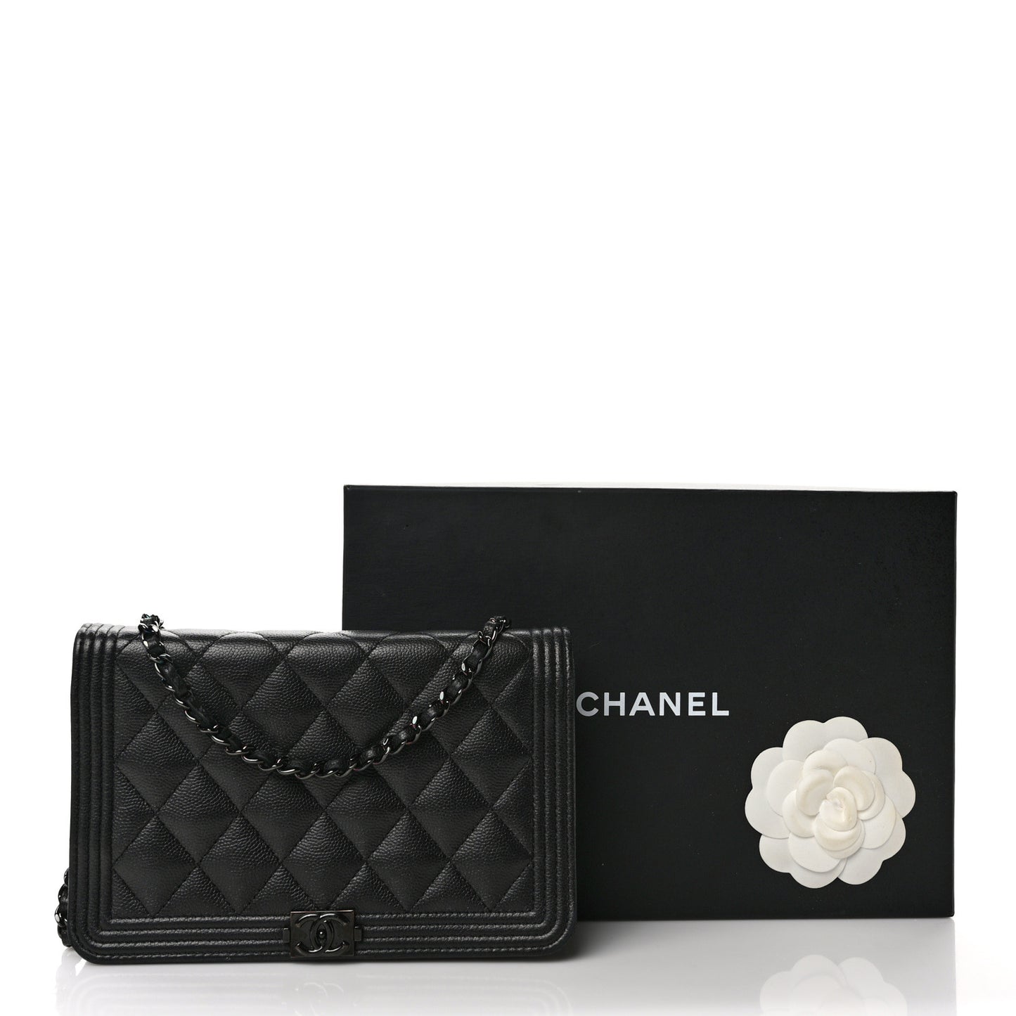 Caviar Quilted Boy Wallet On Chain WOC So Black