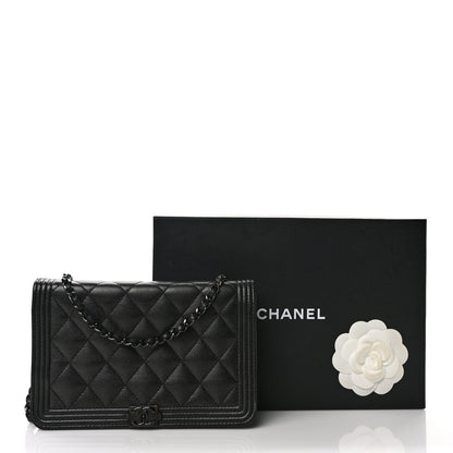 Chanel Caviar Quilted Boy Wallet On Chain WOC So Black 13 of 13