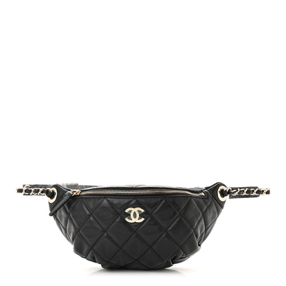 Chanel Lambskin Quilted Waist Bag Fanny Pack Black 1 of 12