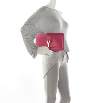 Saint Laurent Calfskin Classic Y Ligne Clutch Fuchsia 2 of 8