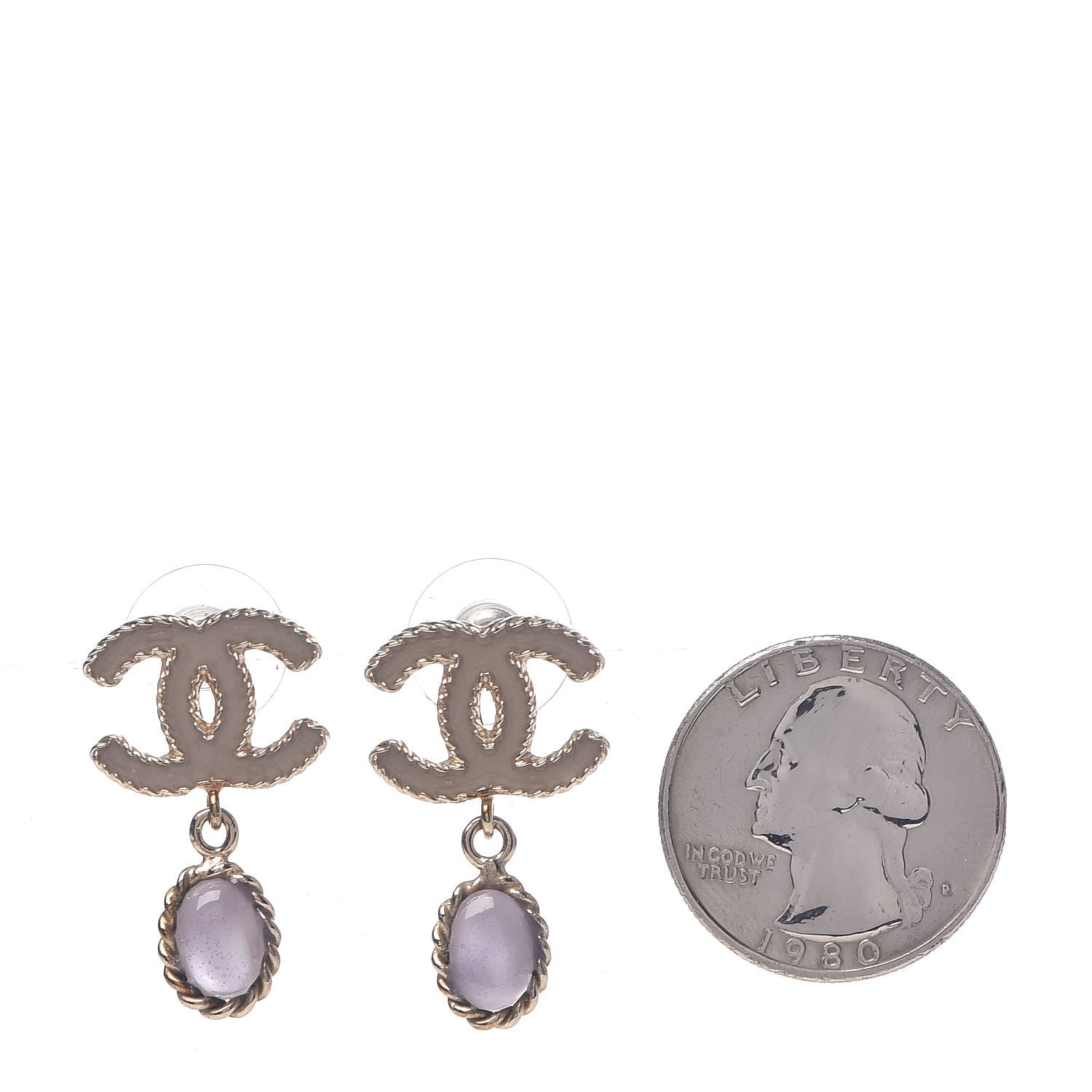 Chanel Enamel CC Drop Earrings Gold 2 of 4