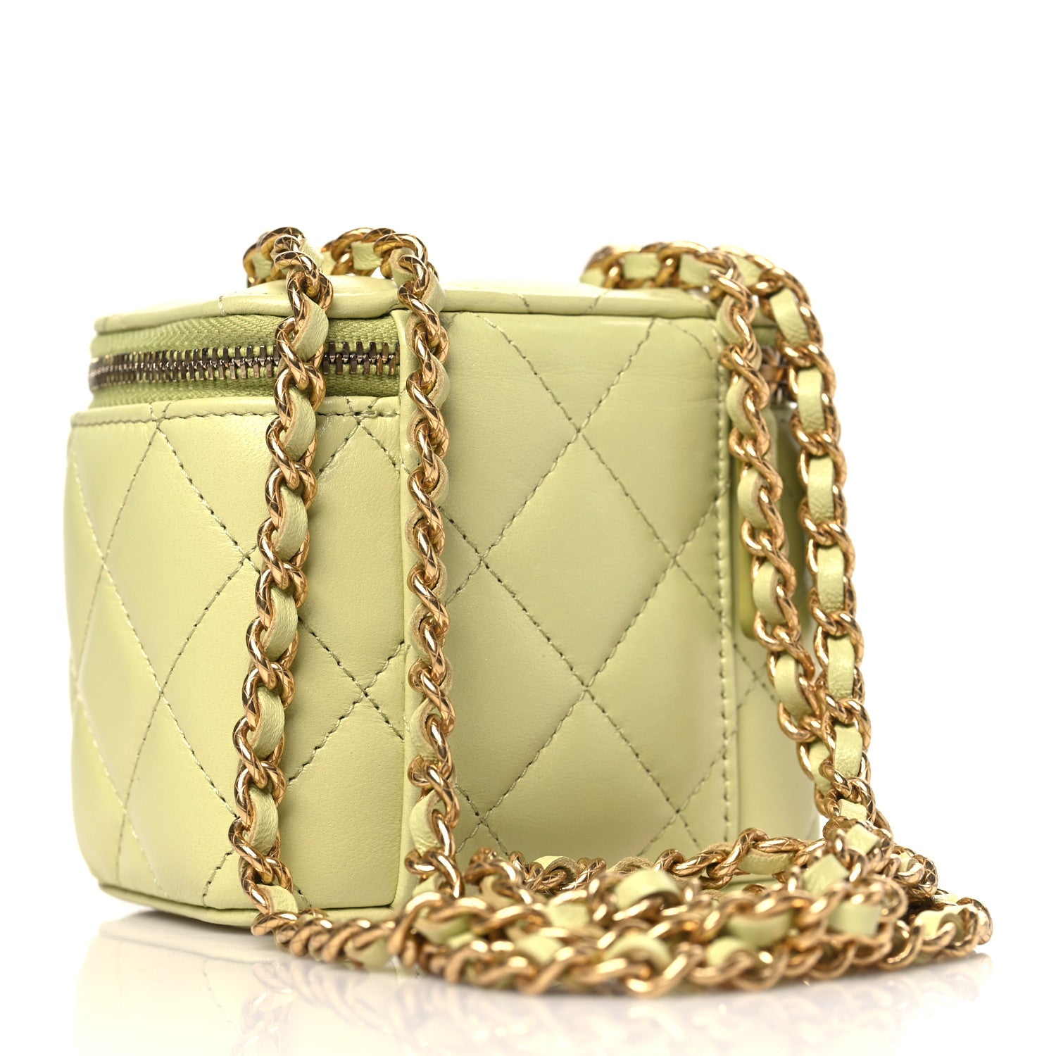 Chanel Lambskin Quilted CC Mini Vanity Case With Chain Light Green 3 of 10