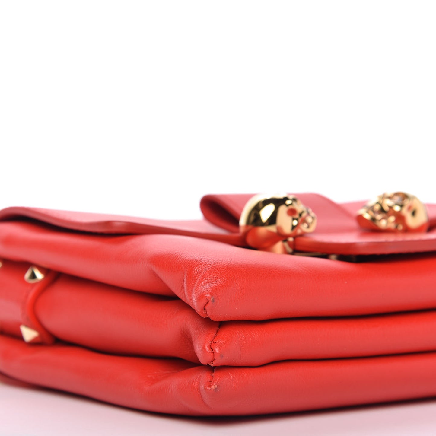 Calfskin Small Twin Skull Chain Crossbody Red