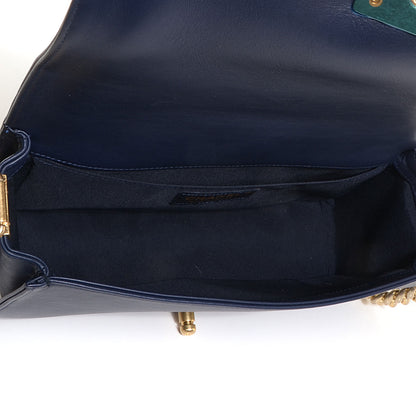 Chanel Sheepskin Braided Medium Boy Reverso Flap Navy Blue 5 of 9