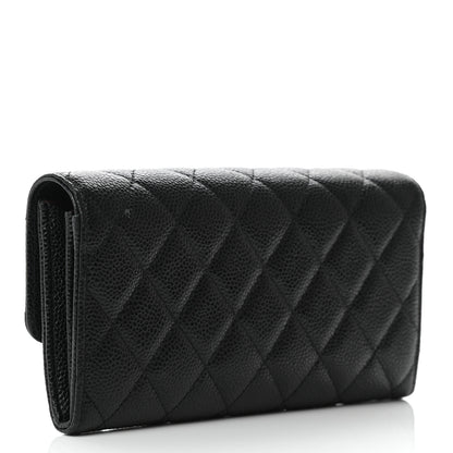 Chanel Caviar Quilted Large Gusset Flap Wallet Black 3 of 9