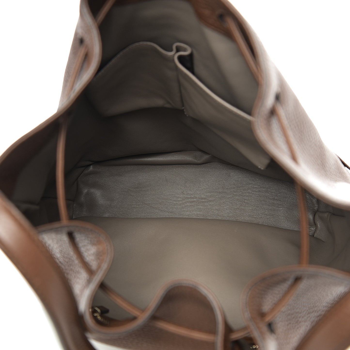 Calfskin Medium Lady Tassel Bucket Bag Nut Brown