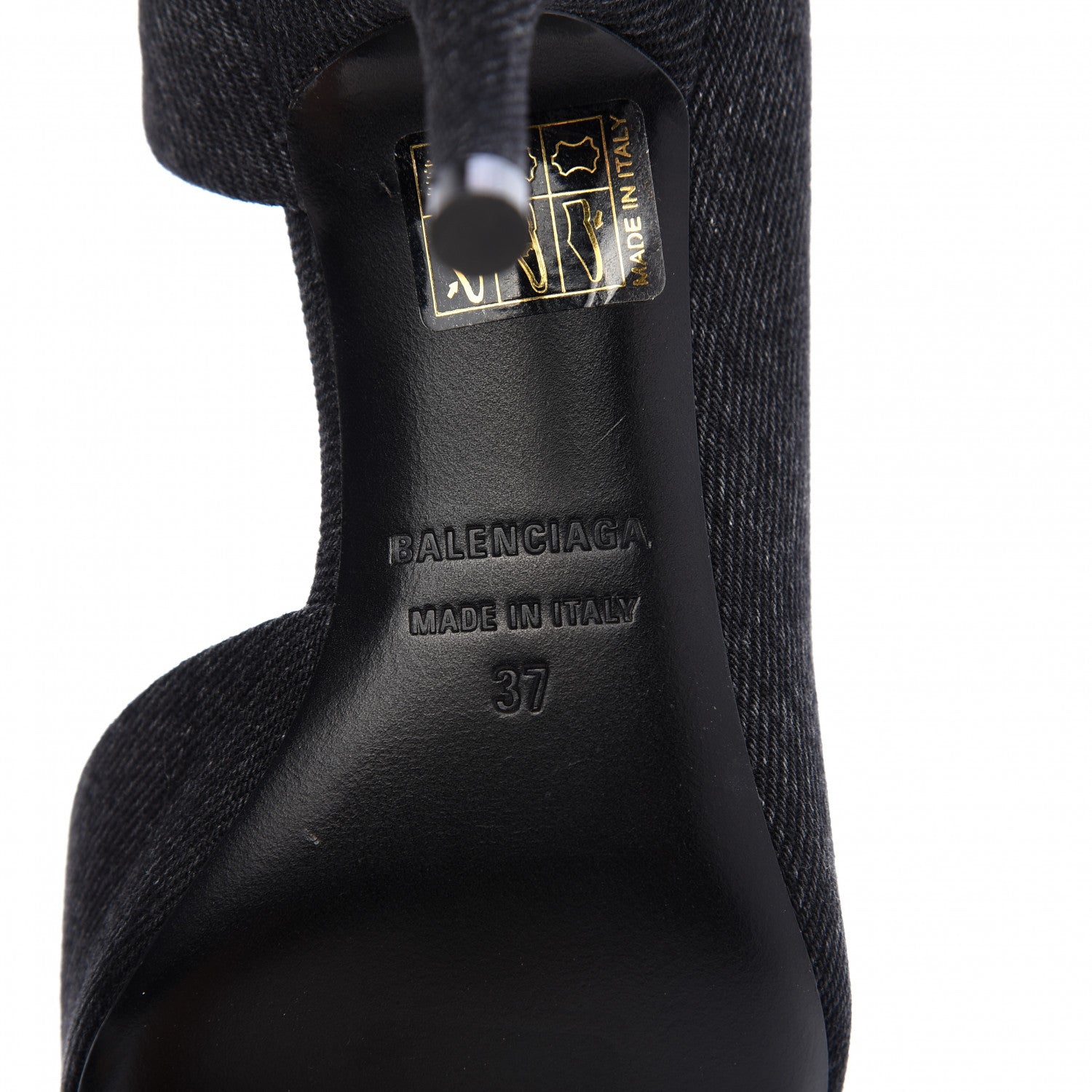 Balenciaga Denim BB D'Orsay Pointed Toe Knife 80mm Pump 37 Black 6 of 9