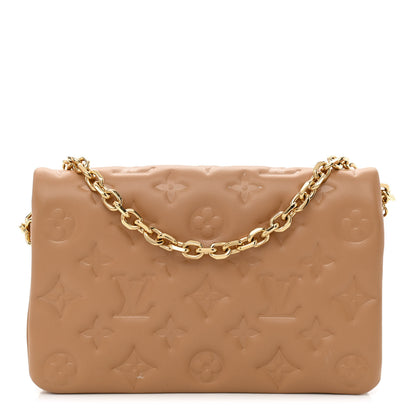 Louis Vuitton Lambskin Embossed Monogram Pochette Coussin Camel 1 of 10