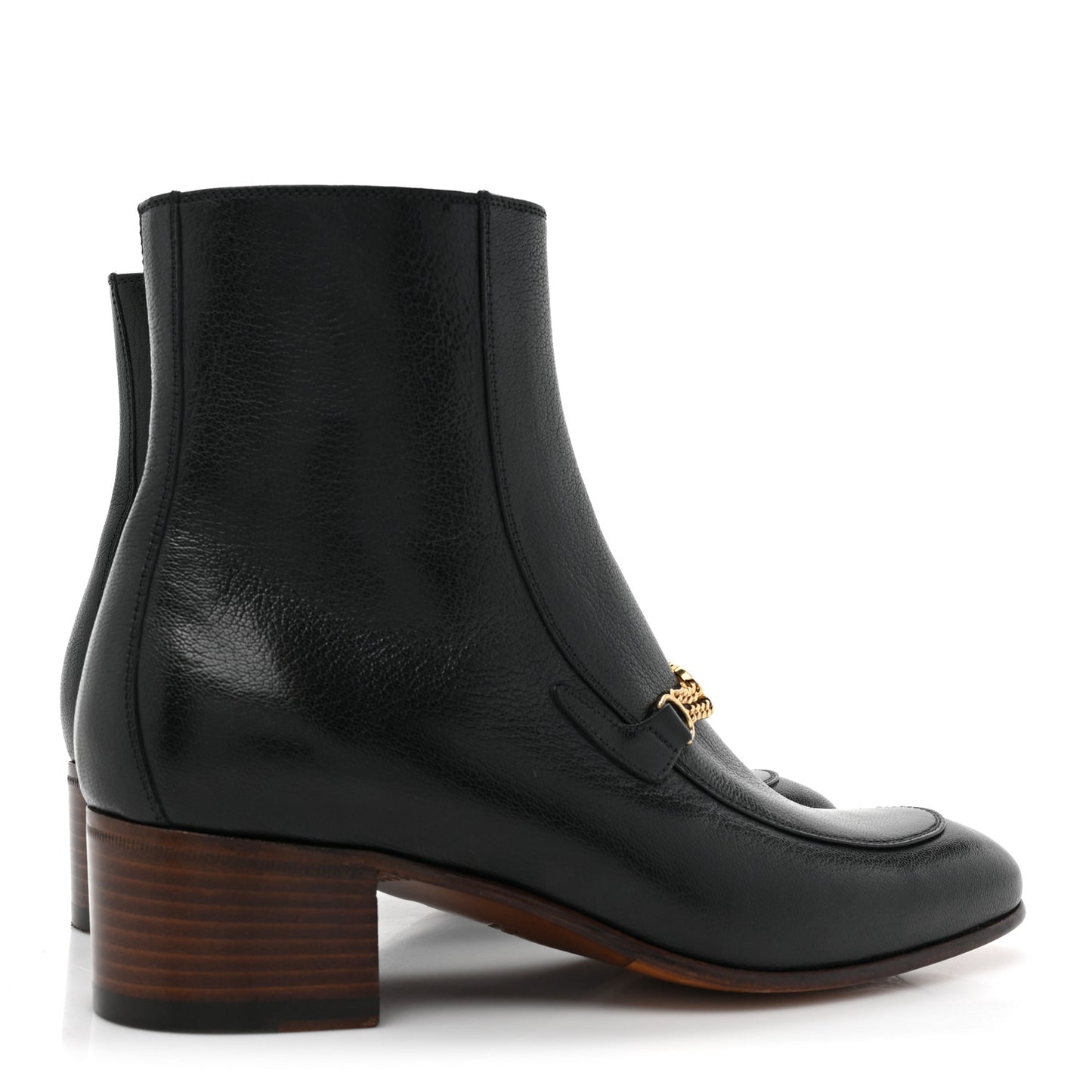 Goatskin Interlocking G Chain Ankle Boots 38 Black