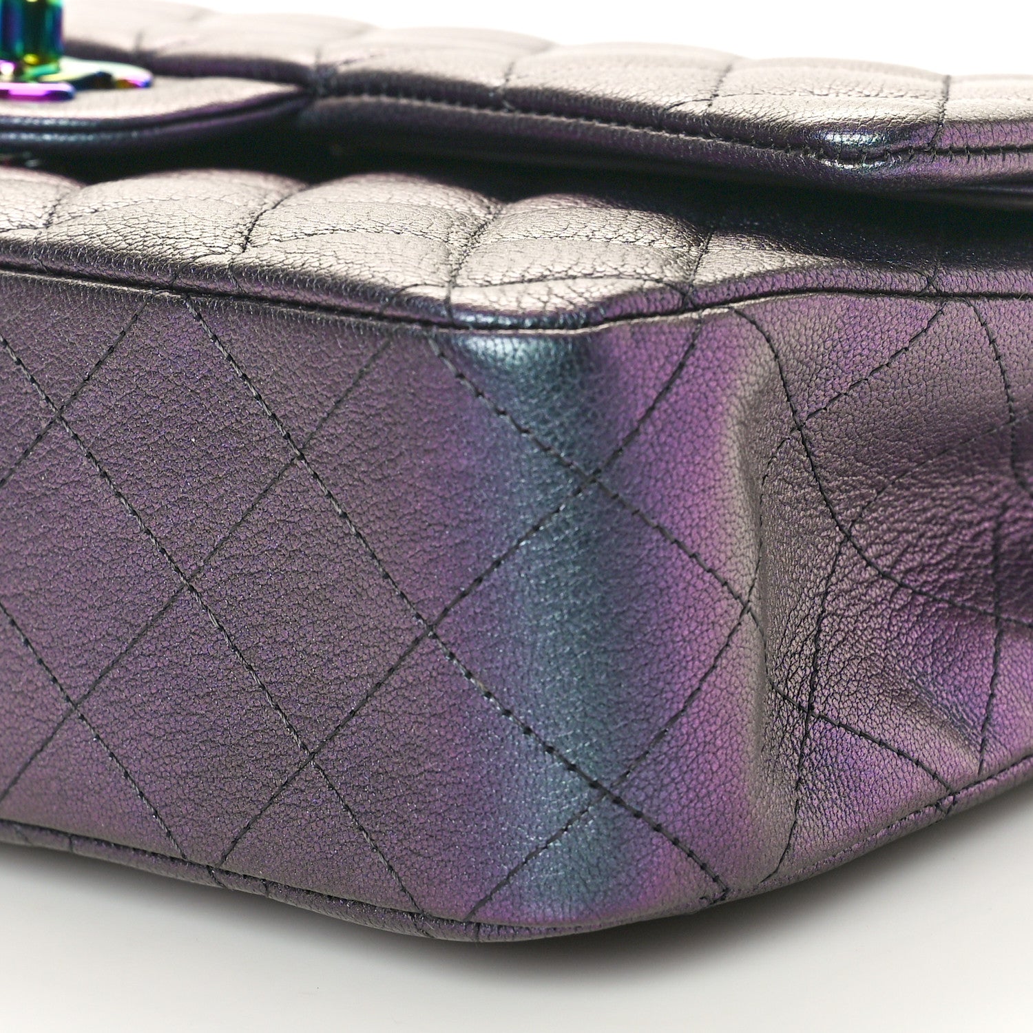 Chanel Iridescent Goatskin Quilted Medium Double Flap Purple 10 of 10