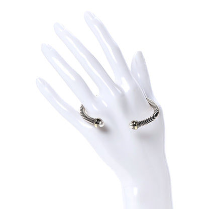 David Yurman Sterling Silver 14K Yellow Gold Pearl 5mm Cable Classics Bracelet 2 of 5