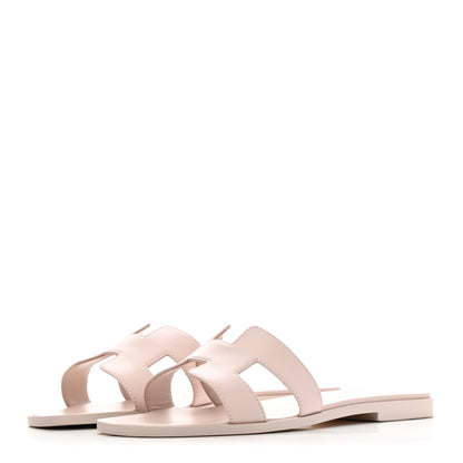 Hermes Box Calfskin Oran Sandals 38 Rose Pale 3 of 10