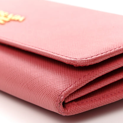 Prada Saffiano Metal Continental Flap Wallet Fragola 10 of 10