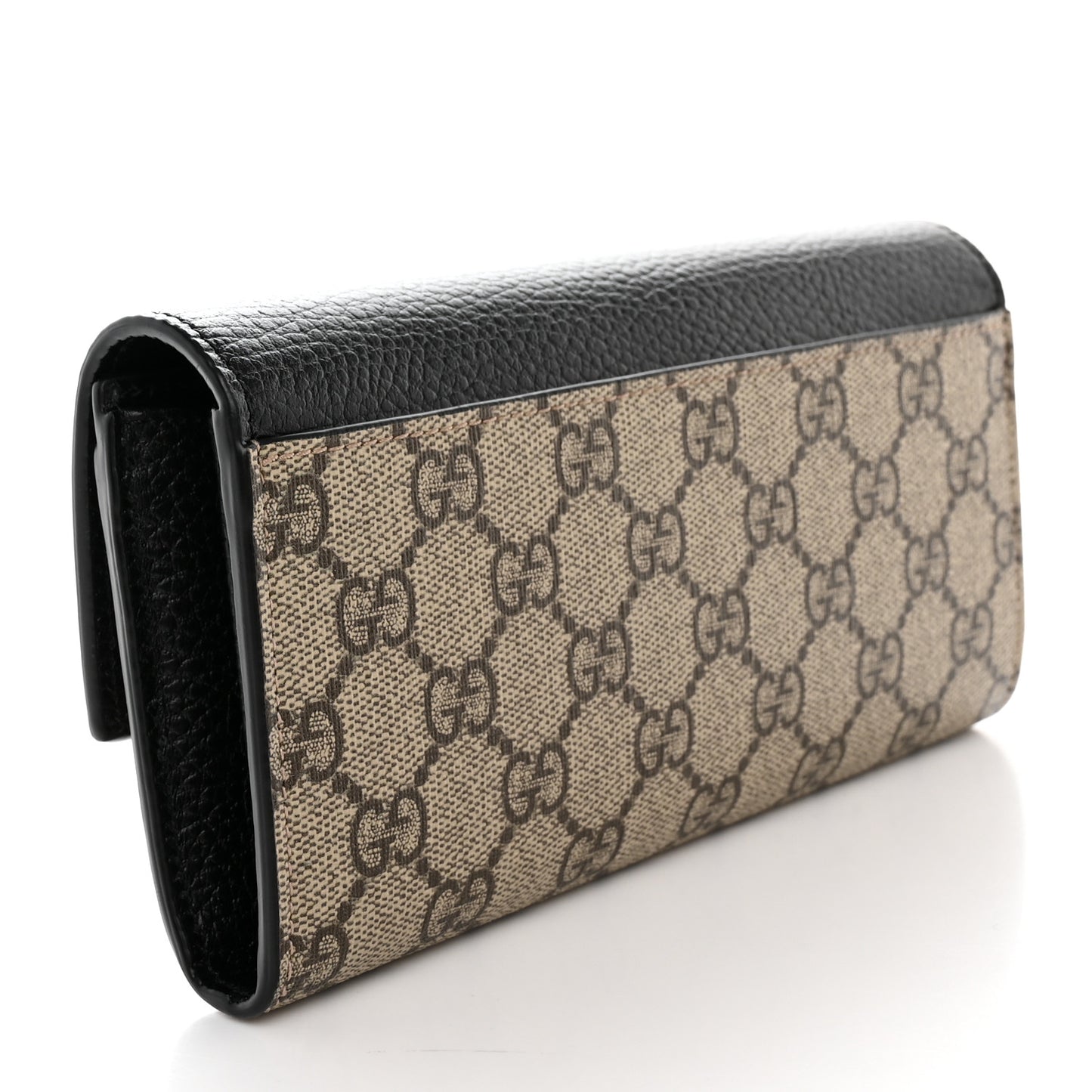 Dollar Calfskin GG Supreme Monogram GG Marmont Continental Wallet Black Beige Ebony
