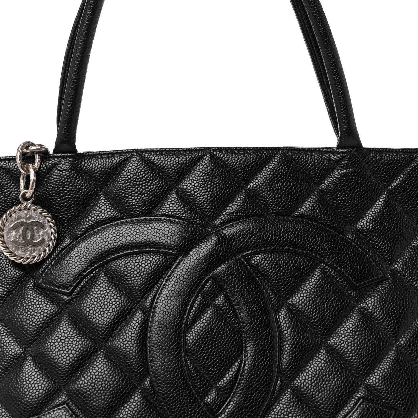 Caviar Quilted Medallion Tote Black