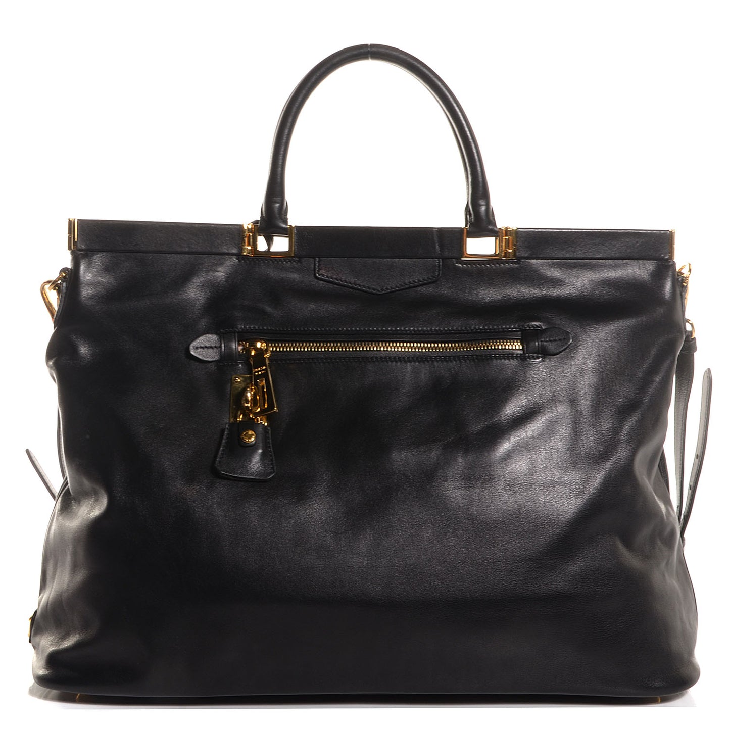 Soft Calf Large Frame Tote Nero Black