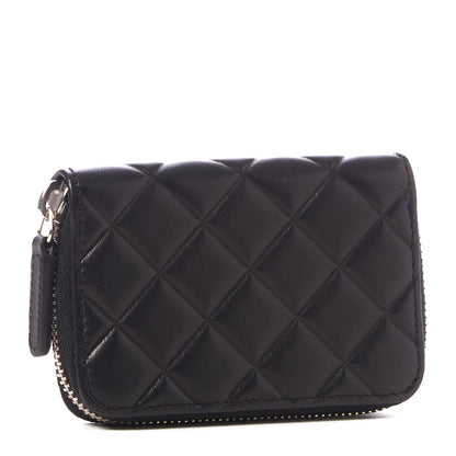 Chanel Lambskin Quilted Diamond CC Zip Around Coin Purse Black 2 of 11