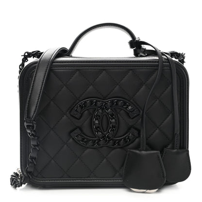 Chanel Lambskin Quilted Medium CC Filigree Vanity Case Black 1 of 11