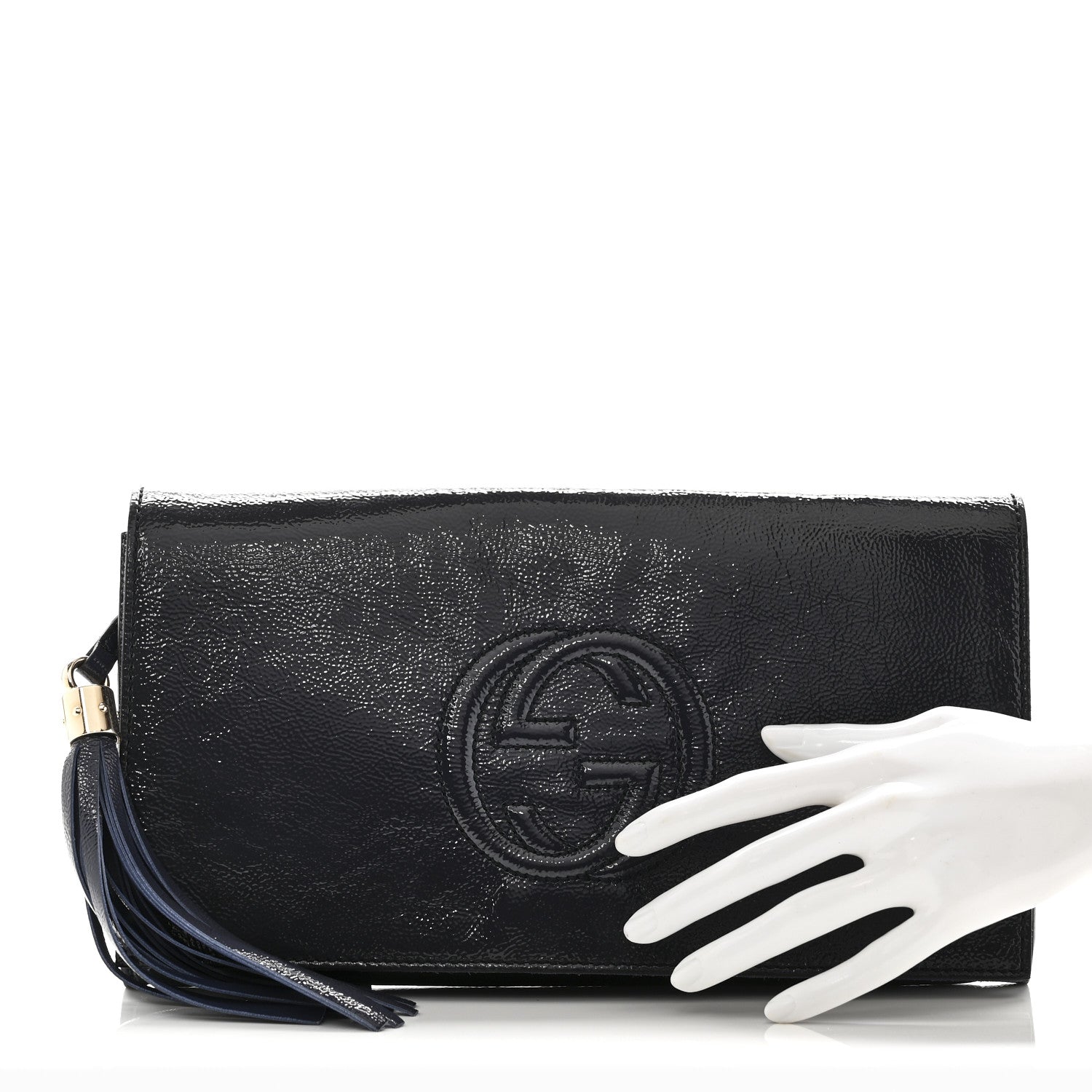 Gucci Soft Patent Medium Soho Clutch Uniform Blue 2 of 10