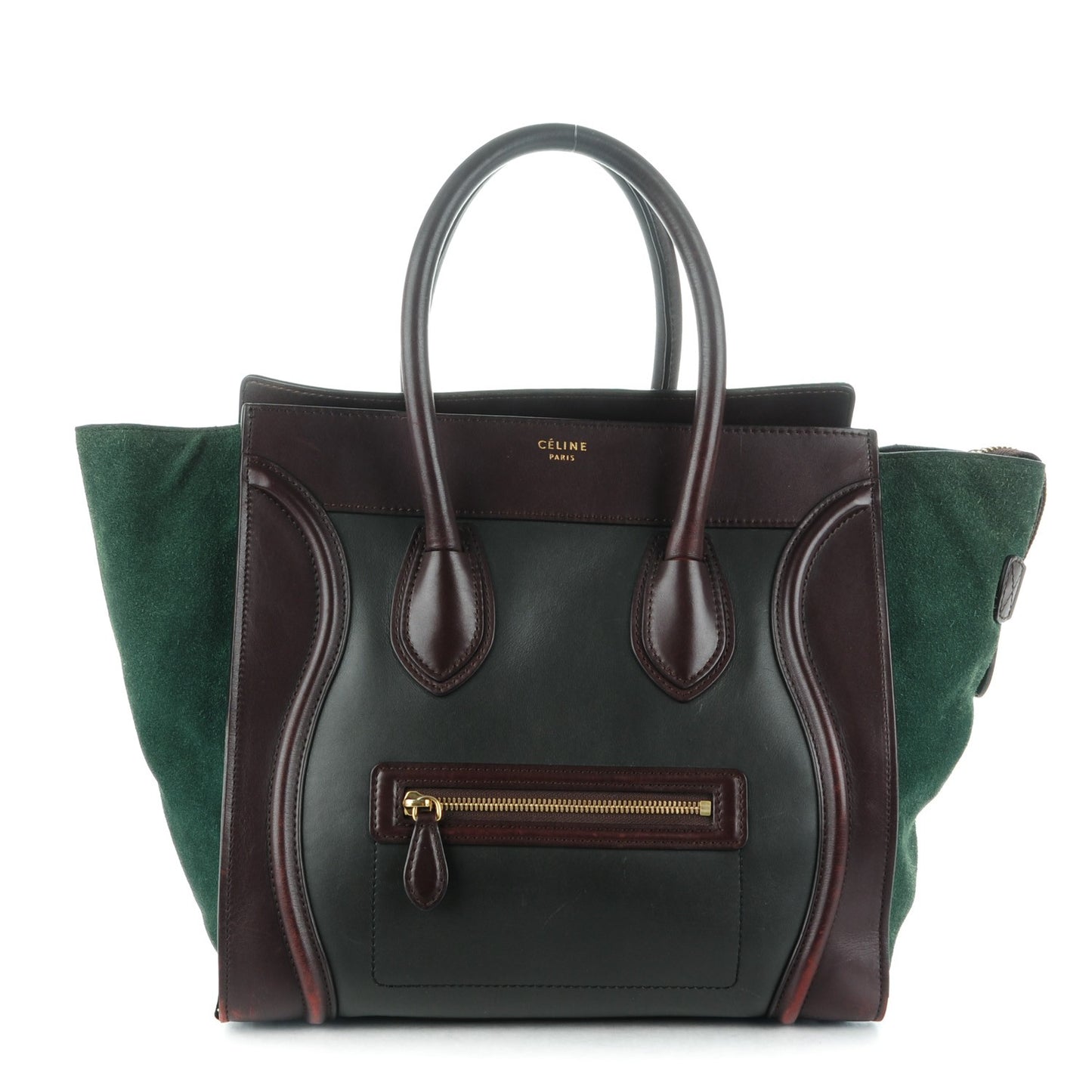 Smooth Calfskin Suede Mini Tri-Color Luggage Burgundy