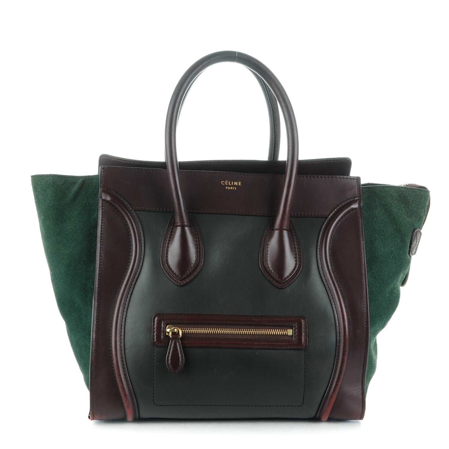 Celine Smooth Calfskin Suede Mini Tri-Color Luggage Burgundy 1 of 11